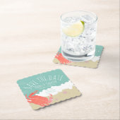 Dessous-de-verre En Papier Plage Sauvez la date Crabe Sable Ocean Waves (En situation)