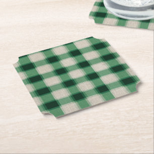 Dessous-de-verre En Papier Plaid à la crème verte