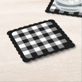 Dessous-de-verre En Papier Plaid de bisons noirs blancs et noirs (Incliné)