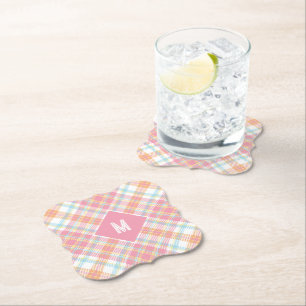 Dessous-de-verre En Papier Plaid Monogramme personnalisé / Motif Tartan