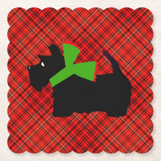 Dessous-de-verre En Papier Plaid Scotty Chien Joyeux Noël Idées cadeaux (Devant)