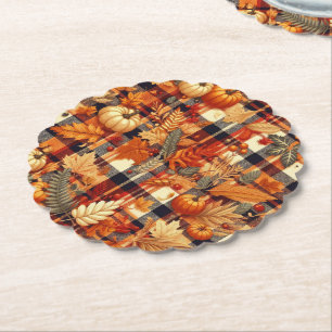 Dessous-de-verre En Papier Plaids d'automne citrouille Maple Feuille
