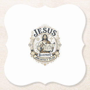 Dessous-de-verre En Papier Plan de Jésus Architecte Blueprint Jésus Plan de J