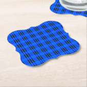 Dessous-de-verre En Papier Plaqué Royal Blue Black Checks Motif-57686 (Incliné)