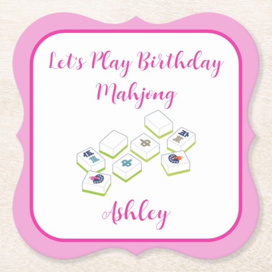 Dessous-de-verre En Papier Play Birthday Mahjong PERSONALIZE (Devant)