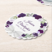 Dessous-de-verre En Papier Plum violet & Lavande couronne de Mariage Rose (Incliné)