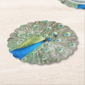 Dessous-de-verre En Papier Plumage bleu Peacock (Incliné)