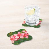 Dessous-de-verre En Papier Plumerias rose (En situation)