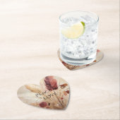 Dessous-de-verre En Papier Plumes de Boho à crème rouge Floral (En situation)