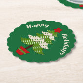 Dessous-de-verre En Papier Polkadot sapin vert (Incliné)