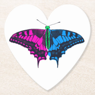 Dessous-de-verre En Papier Polysexual Pride Flag Swallowtail Butterfly
