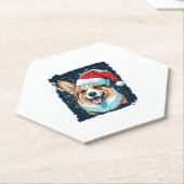 Dessous-de-verre En Papier Pop Art Chien Corgi de Noël (Incliné)