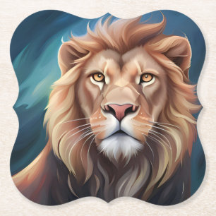 Dessous-de-verre En Papier Portrait Art numérique Lion-56556