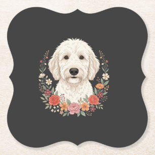 Dessous-de-verre En Papier Portrait de chien floral Couronne botanique