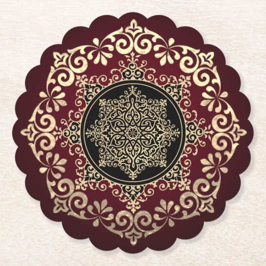 Dessous-de-verre En Papier Posavasos de cartón rojo con decoración (Devant)