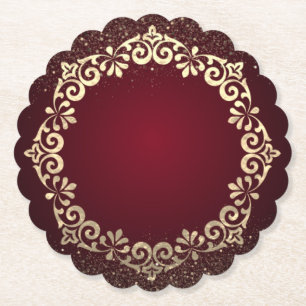 Dessous-de-verre En Papier Posavasos de cartón rojo con purpurpurina