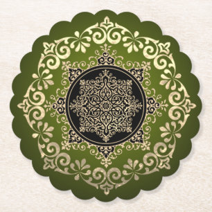 Dessous-de-verre En Papier Posavasos de cartón verde con decoración