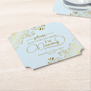 Dessous-de-verre En Papier Posh Pale Blue & Gold ne prenez pas mon Mariage de