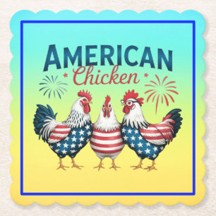 Dessous-de-verre En Papier Poulet patriotique américain du 4 juillet-62987
