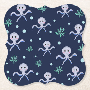 Dessous-de-verre En Papier Poulpe sous la mer motif pour enfants