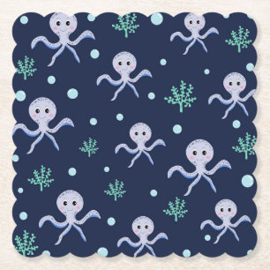 Dessous-de-verre En Papier Poulpe sous la mer motif pour enfants