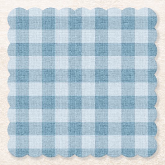 Dessous-de-verre En Papier Powder Blue Gingham Buffalo Check Linen Texture (Devant)