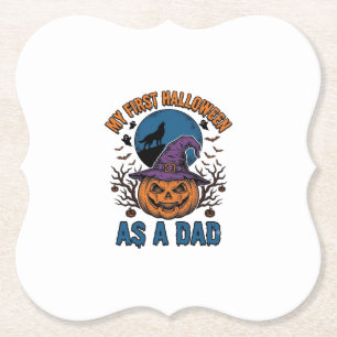 Dessous-de-verre En Papier Premier T-shirt Papa Halloween Vintage Citrouille