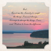 Dessous-de-verre En Papier Prière Serenity Coucher de soleil sur la mer rose (Devant)