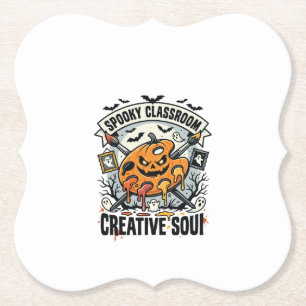 Dessous-de-verre En Papier Professeur d'art Halloween Classe effrayante