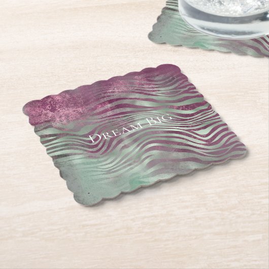 Dessous-de-verre En Papier Purple Bourgogne Aqua Mint Zebra (Incliné)