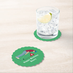 Dessous-de-verre En Papier Putting Golfer vert Anniversaire