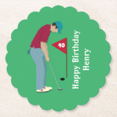 Dessous-de-verre En Papier Putting Golfer vert Anniversaire (Devant)