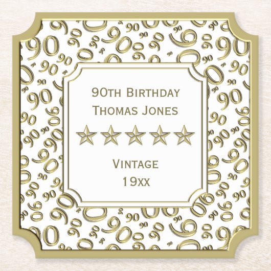 Dessous-de-verre En Papier quatre-vingt-dixième Blanc de fête (Devant)