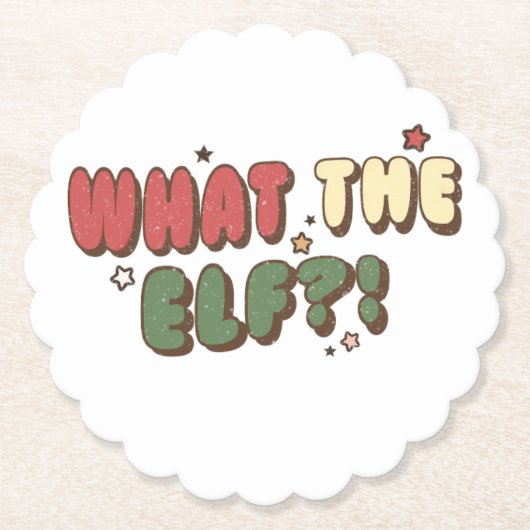 Dessous-de-verre En Papier Quel Noël rétro ELF (Devant)