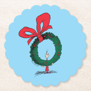 Dessous-de-verre En Papier Qui regarde à travers la couronne de Noël