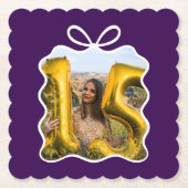 Dessous-de-verre En Papier Quinceanera Modern Ribbon Photo (Devant)