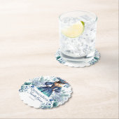 Dessous-de-verre En Papier Quinceañera Personnalisée Aquarelle Bleu Mexicaine (En situation)