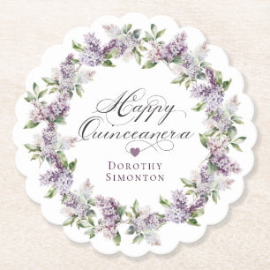 Dessous-de-verre En Papier Quinceanera personnalisée Fleur Lilac violette