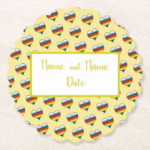 Dessous-de-verre En Papier Rainbow Heart Motif