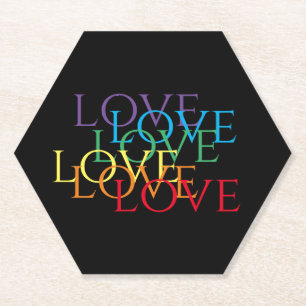 Dessous-de-verre En Papier RAINBOW LOVE II Hexagon Dessous de verre papier