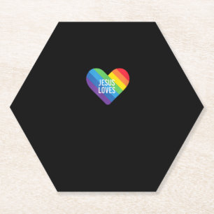 Dessous-de-verre En Papier Rainbow Pride Gay Christian LGBTQ+ Jésus aime T-S