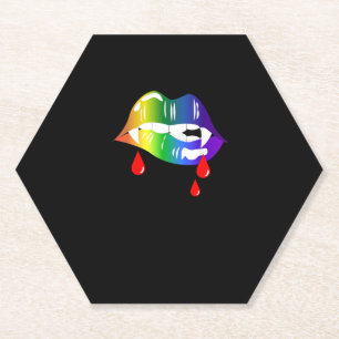 Dessous-de-verre En Papier Rainbow Vampire Lips Biting - T-shirt LGBT Pride