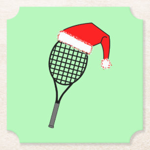 Dessous-de-verre En Papier Raquette de tennis Santa Hat
