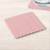 Dessous-de-verre En Papier Rayure fine rouge et blanche (Incliné)
