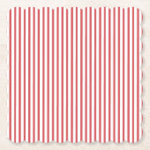 Dessous-de-verre En Papier Rayure fine rouge et blanche (Devant)