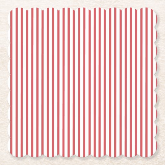 Dessous-de-verre En Papier Rayure fine rouge et blanche (Devant)