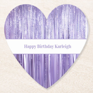 Dessous-de-verre En Papier Rayures scintillantes violettes Anniversaire