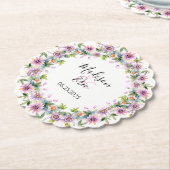 Dessous-de-verre En Papier Réception De Mariage Floral Rose (Incliné)