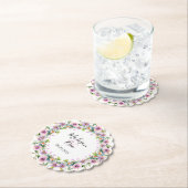 Dessous-de-verre En Papier Réception De Mariage Floral Rose (En situation)