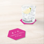 Dessous-de-verre En Papier Réception de mariage personnalisée rose moderne Fa (En situation)